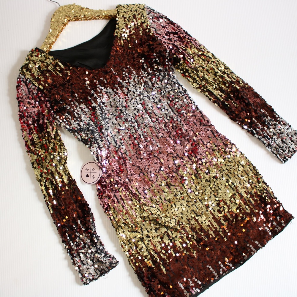 Silver Ombre Sequin Cocktail Short Dress - Picture 8 of 8